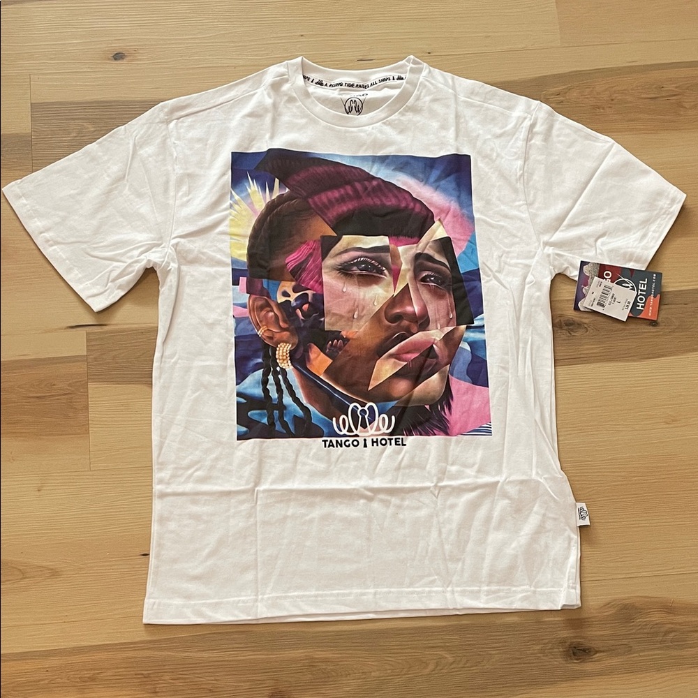 Elle White Graphic Tee with Colorful Design
